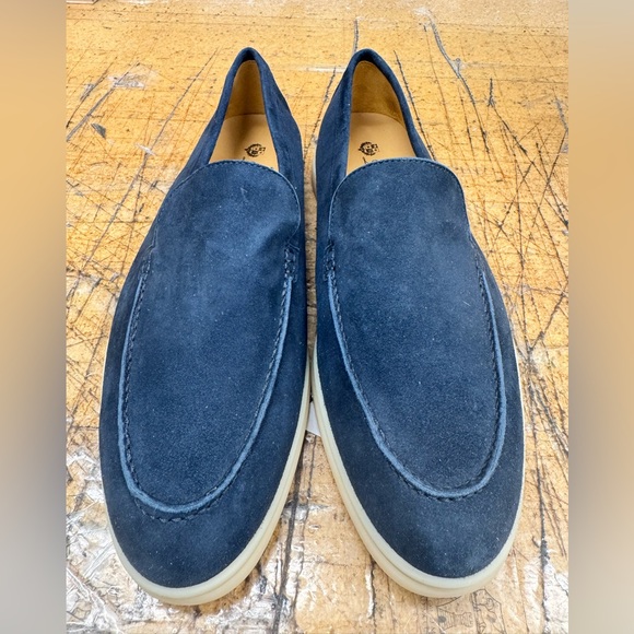Loro Piana Dark Blue Suede Loafers - Picture 3 of 7